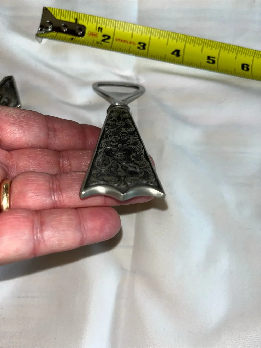 Nordic Pewter Bottle Opener And Corkscrew Set